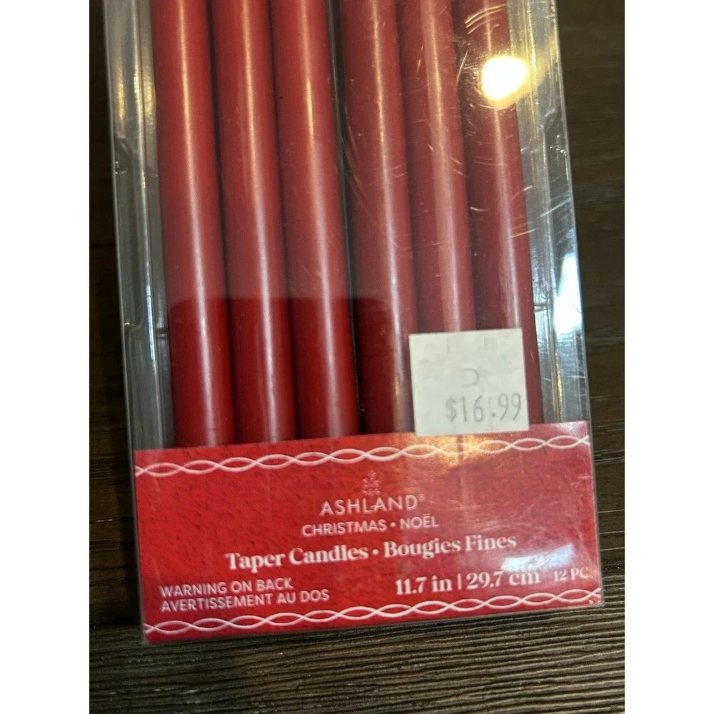 Ashland Ceramic Striped Christmas Taper Candle Holders Red White Green Bundle